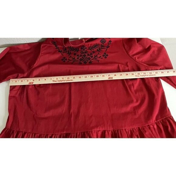 Lane Bryant Plus Size 20 Peplum Tunic Blouse Red Black Floral Embroidery Shirt - Picture 8 of 13